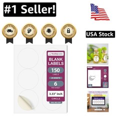Professional-Quality 3.33 Inch Round Labels – 150 Strong Adhesive Sticker Sheets