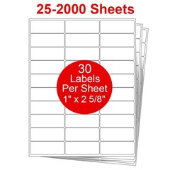 25-2000 Sheets Shipping Address Mailing Labels FBA SKU Labels 1″ x 2 5/8″ 30UP