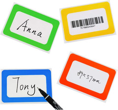 4 Colors Plain Name Tag Stickers 200 Labels for Office, School, Teachers, Meetin