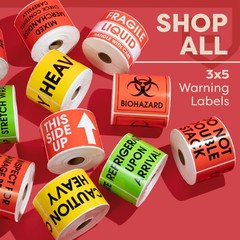 3″ X 5″ Caution Heavy Stickers (1 Roll, 500/Roll)