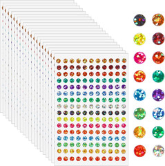 3520 Pcs Color Coding Dot Stickers 16 Colors Glitter Round Labels 20 Sheets