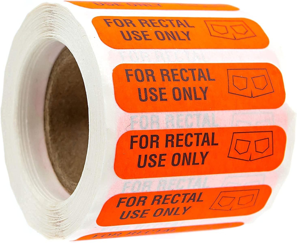 Red for Rectal Use Only Stickers / 500 Small Labels / 0.375″ X 1.5″ Fluorescent