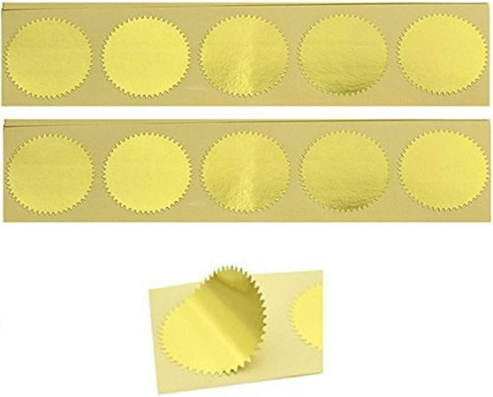 100Pcs Gold Embossed Foil Blank Certificate Self-Adhesive Sealing Stickers – Per