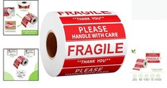 Fluorescent Red 2″ x 3″ Fragile Stickers – 500 Count for Reliable Protection