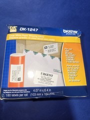 Brother DK-1247 Large Shipping Paper Labels Black on White, 180 Labels