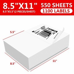 4400 Half Sheet Shipping Labels Self-Adhesive 8.5 x 11 Blank 2 Labels Per Sheet