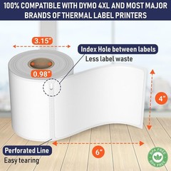 Thermal Shipping Labels Compatible with Dymo LabelWriter 4XL 1744907 4×6 Inte…