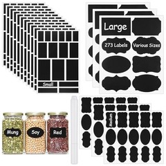 273 Pcs Labels for Jars, Waterproof Reusable Chalkboard Labels | for Food