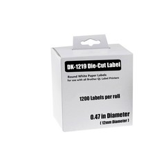 3x 1200 Round White Paper Label 1/2″ DK-1219 for Brother, with Cartridge Frames