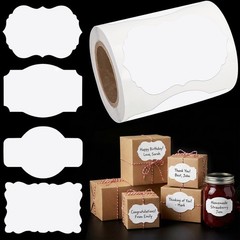 Etiquetas adhesivas de papel kraft blanco, etiquetas de regalo autoadhesivas