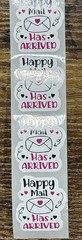 50 Pack Happy Mail Has Arrived Stickers Pink and black