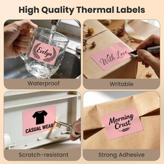 2×3 Inch Vinyl Thermal Labels Pink Rectangle Waterproof Direct Printer Sticke…