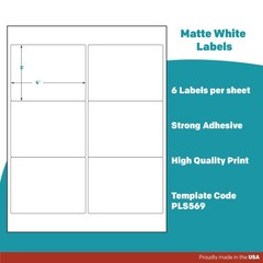 White Sticker Labels – 4″ x 3″ – Laser/Inkjet Compatible – (6 per Sheet), 25 …