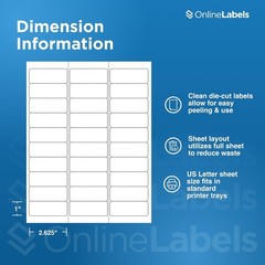 2.625″ x 1″ Address & Mailing Labels – Permanent Adhesive, White Matte – for …