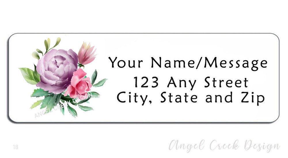 60 Personalized Return Address Labels 2/3″ x 1 3/4″- Floral Roses Bouquet