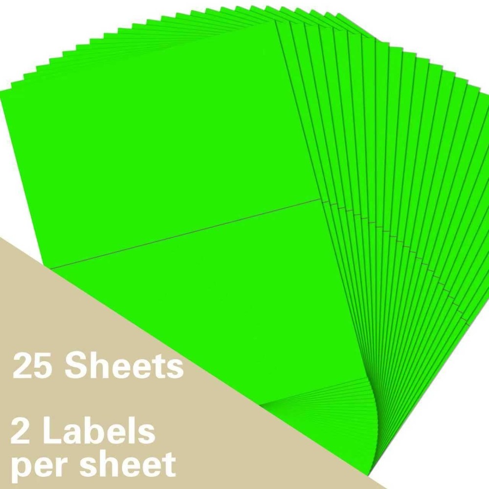 Colored Half Sheet Self Adhesive Shipping Labels, Neon Green 8-1/2″ x 5-1/2″ …