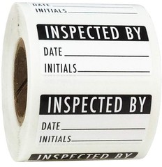 Inspected By Rectangle Labels, 0.75 x 1.5 Inch Adhesive Stickers, 500 Total L…