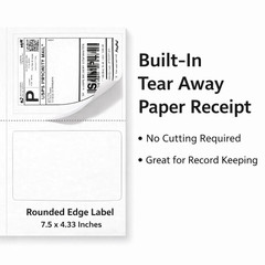 1000 Half Sheet Shipping Labels w/ Tear-Off Receipt | PayPal eBay Click-N-Ship