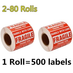 2-80 Rolls 2 x 3 Fragile Sticker Handle with Care Thank You Labels Free Shipping