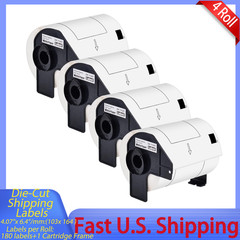 4x Large Address Shipping Labels 4.07″x6.4″ DK-1247 For Brother, 180 Labels/Roll