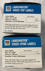 Co Star Labelwriter 30260 Video Spine 400 Labels 330261 Video Top 300 Labels