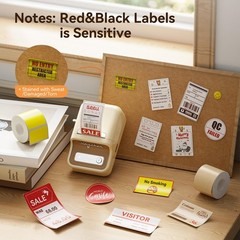 Refill Label- 300DPI Red & Black Dual Color Sticker Paper Yellow Line (1.5″x2…