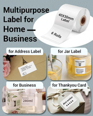1.57″X1.18″(40X30Mm) Label, 6 Rolls M110/M100/M150/M250/M220 Thermal Paper – Mul