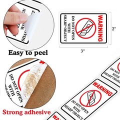 300pcs Do Not Open with Sharp Object Industrial Warning Labels