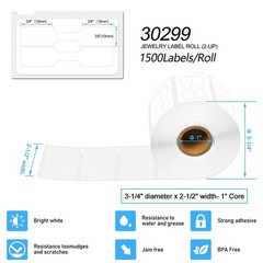 [1 Roll, 1500 Labels/Roll] White Self-Adhesive Jewelry Price Tag 2-up Labels …