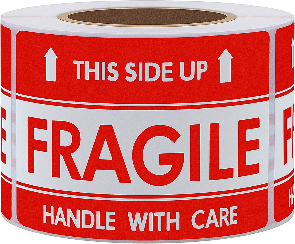Hybsk This Side up Fragile Stickers 2X3 Inch Handle with Care Shiping and Packin