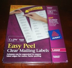 Avery Easy Peel Clear Mailing Labels –– 5660 – 2 Boxes/3000 Labels