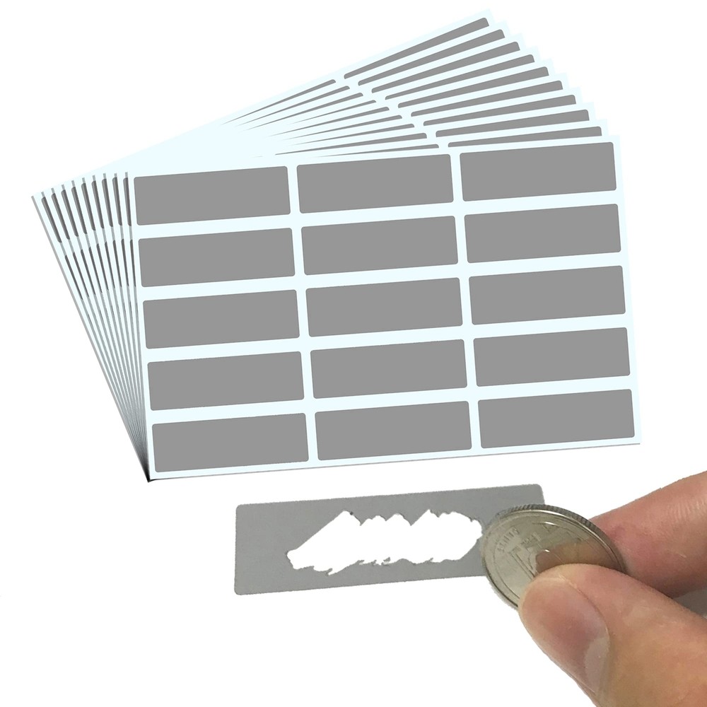 150 Pack Scratch Off Stickers Rectangular Labels for Raffles Wedding, 1.9×0.6In