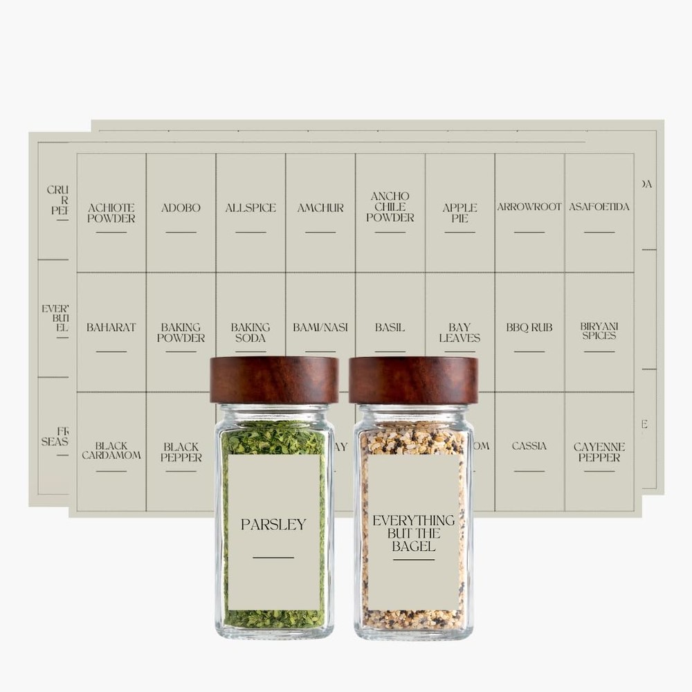 Spice Labels – 168 Aesthetic Beige Spice Labels for Jars – Waterproof Sticker…