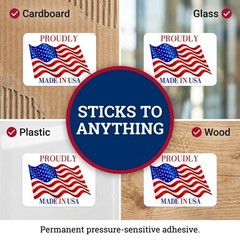 Made in USA Labels 3 X 2 Inches Vinyl Decal American Flag Stickers – 500 PCS
