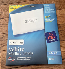 Avery 980198710 Address Label – White 12 Pages 360 Labels Opened Box