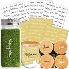 278 Pcs Clear Spice Labels Stickers Preprinted,Small-Stickable -Removable,139 Bl