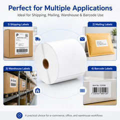 4″ x 6″ (102 mm x 152 mm) Shipping Labels Compatible with Zebra & Rollo 2 Roll