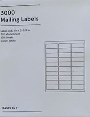 3000 Blank, White Mailing Labels 1″ x 2-5/8″ 30 Labels per Sheet by Baseline