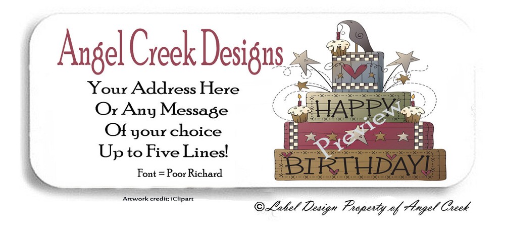 Primitive Country Hat Boxes HAPPY BIRTHDAY Personalized Return Address Labels