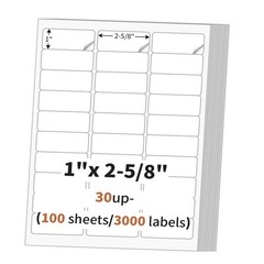 Address Mailing Labels Sheet FBA SKU Labels 30/sheet 30 UP Adhesive 1″ x 2 5/8″