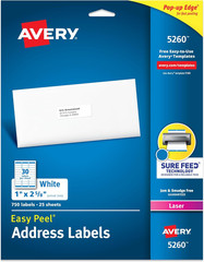 Easy Peel Printable Address Labels with Sure Feed, 1″ X 2-5/8″ Customizable Stic