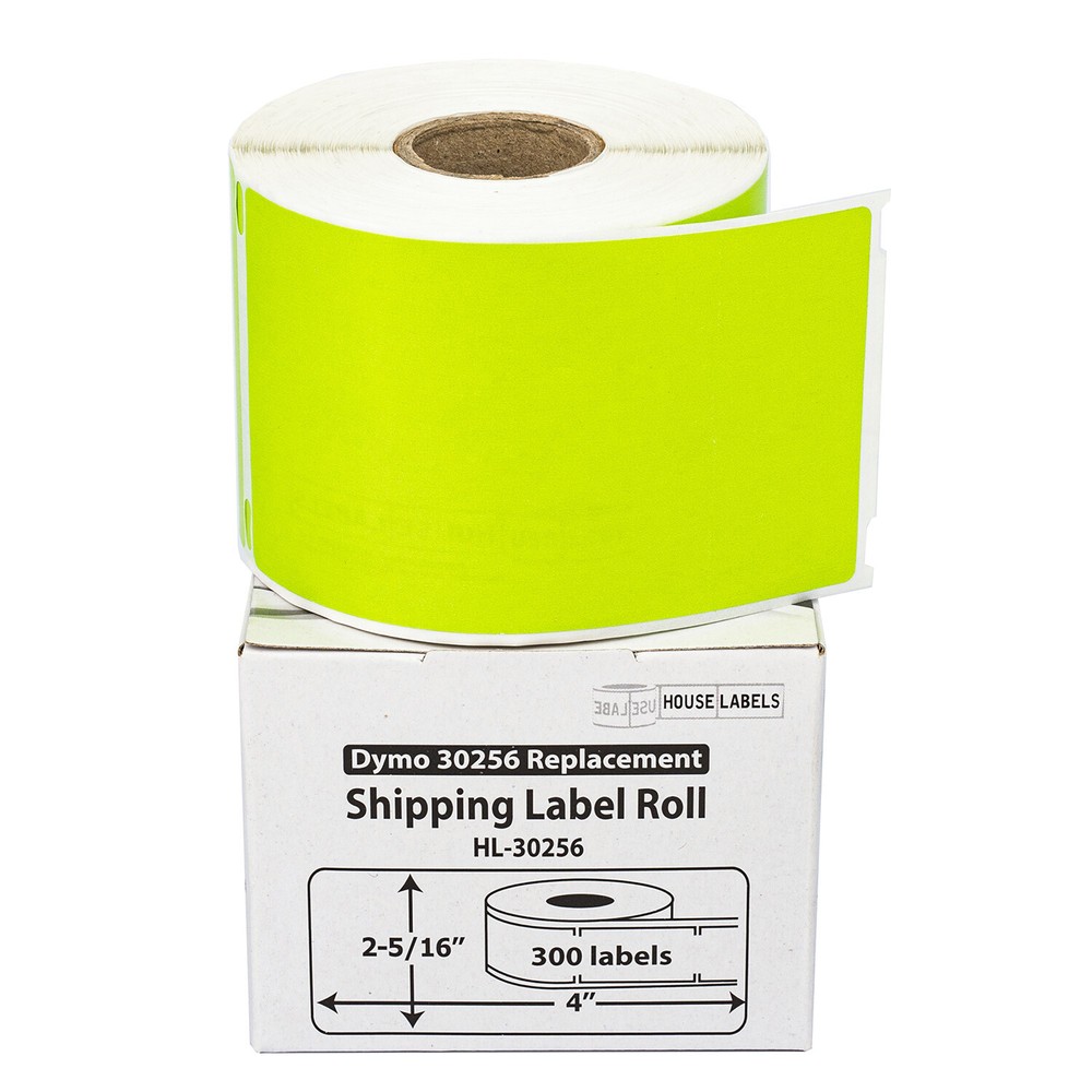 DYMO LW 30256 COLOR Large Direct Thermal GREEN Shipping Labels – (1) Roll of 300