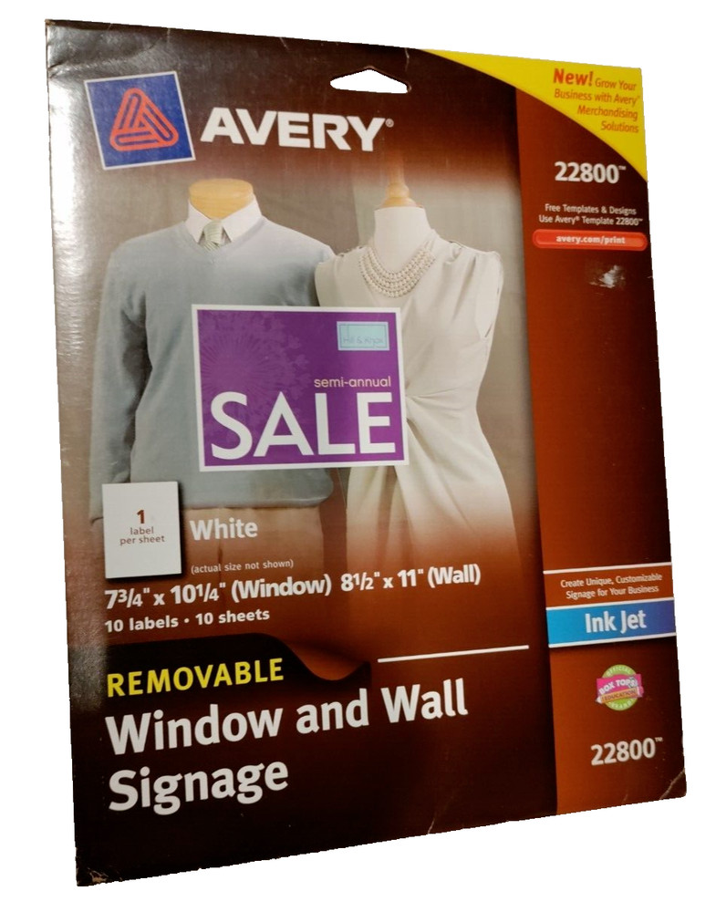 Avery Removable Window Wall Signage Inkjet 8.5 in x 11 in White 10 Pack