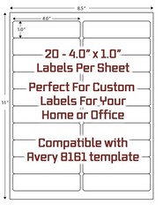 12,000 Laser /Ink Jet Labels 20up Address Compatible with Size 5161. 600 Sheets