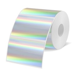 3×2 Inch Holographic Thermal Labels, Silver Thermal Sticker Labels, Rainbow G…