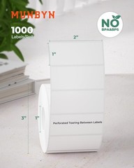 MUNBYN 2×1″ Thermal Sticker Labels – 1000 Sheets/Roll, Self-Adhesive