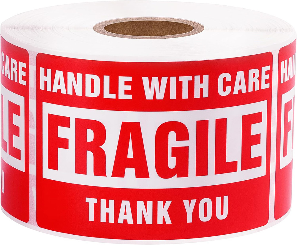 3×2 Inch Handle with Care Fragile Shipping Stickers – 500 Labels per Roll