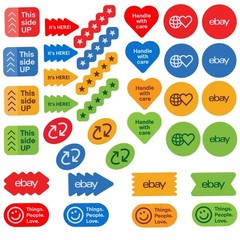 144 eBay Branded Stickers Multi Pack 4 of Each Color Business Orders Packaging
