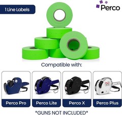 1 Line Green Labels 1 Sleeve 8,000 Blank Pricing Labels for Perco Price Guns