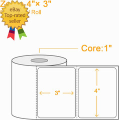 (6000 Labels 3-Proof 1″ Core) 12 Rolls 4″ X 3″ Direct Thermal Label